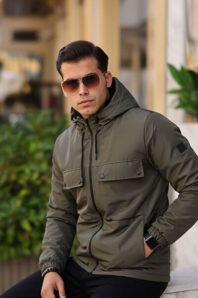 comstar Водонепроникний плащ з капюшоном і кишенями, хакі