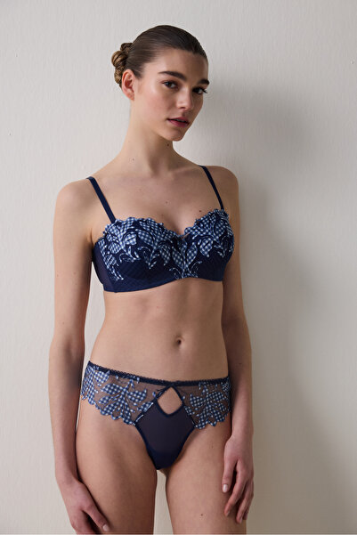 Penti Σουτιέν Lotus Broderie Navy Blue χωρίς λουράκια