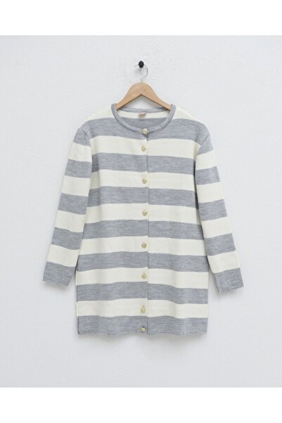 Modamorfo Ringelli Metal Button Steel Knit Casual Cardigan -Cream