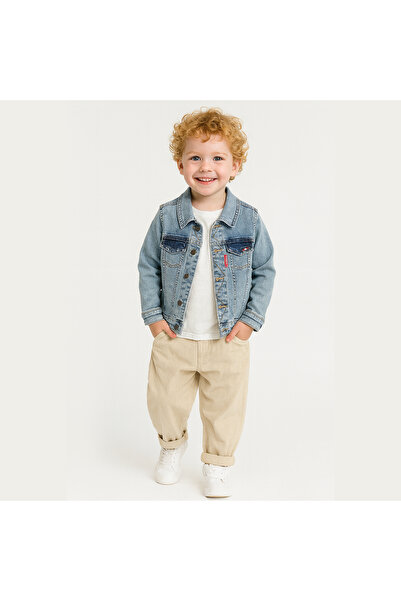 Overdo سترة جينز زرقاء مطرزة موسمية للرجال