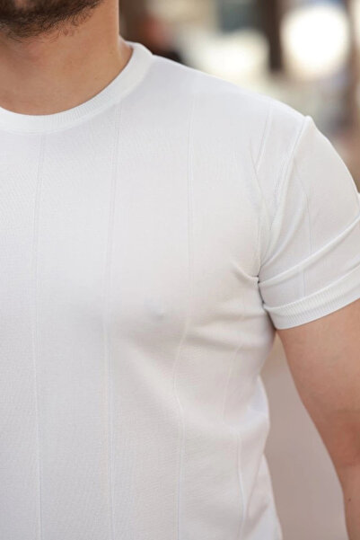 HAZEGO Ανδρικό μπλουζάκι με κοντό μανίκι με λεπτή γραμμή