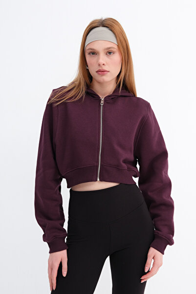 Addax Fleece-Lined Crop Sweatshirt H1526-T9