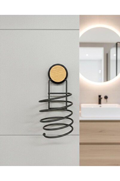 Okyanus Home Umeraș pentru uscător de păr cu model din lemn Magic Fix Magic Sticky Black