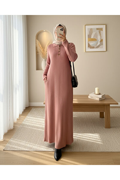 Modamorfo Πλεκτό φόρεμα με γιακά πόλο - αποξηραμένο