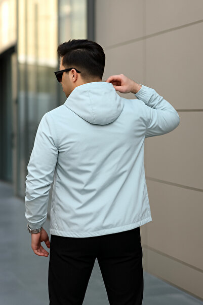 comstar Men's Zippered Hooded Gray Windbreaker & Raincoat