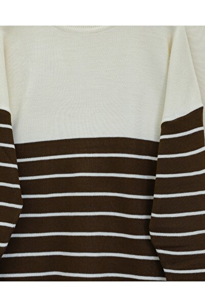 Modamorfo Half-Thigh Striped Knitwear Set - Brown