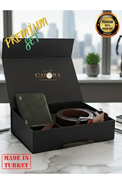 GALORA Genuine Leather 3-Piece Men's Wallet Belt Keychain Gift Set - Special ...