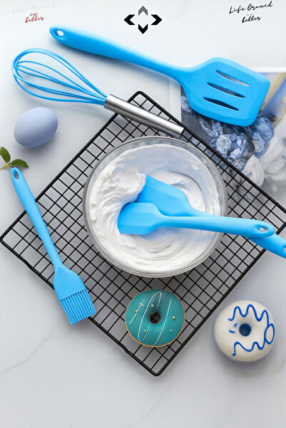 LİGROUND 5-Piece Heat Resistant 100% Silicone Spatula Kitchen Utensil Set Brush Wire Whisk Kitchen Utensils