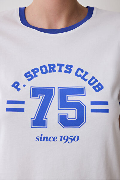 Penti Μπλουζάκι με ρετρό αντίθεση με σερβιρισμένο λευκό