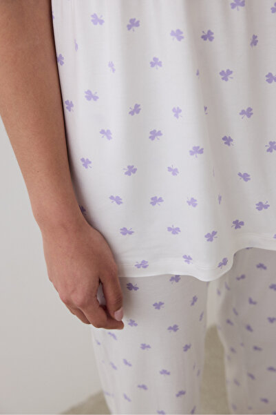 Penti Lana bedrucktes Pyjama-Set mit Hose in Off-White