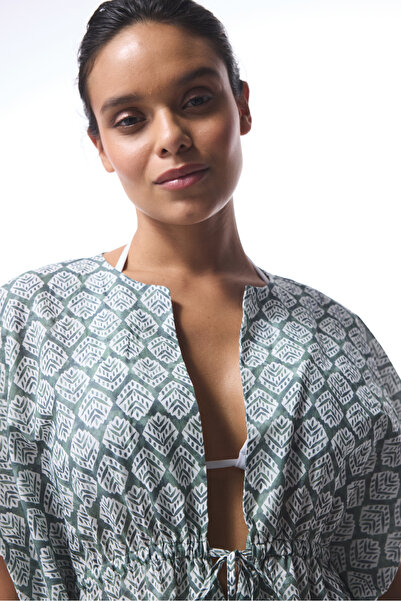 Penti Green Spring V-Neck Mini Kaftan