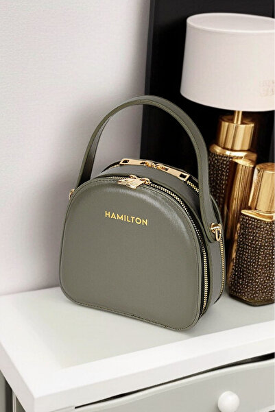 HAMILTON Original Women's Green Adjustable Strap Buckle and Striped Detail Stylish Small Shoulder and Crossbody Box Bags