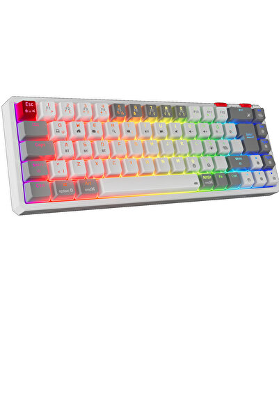 Rampage Yoru Mini Pro Gri/beyaz Wifi Bluetooth Klavye Red Switch Q Mekanik Klavye Gaming Oyuncu Klavyesi