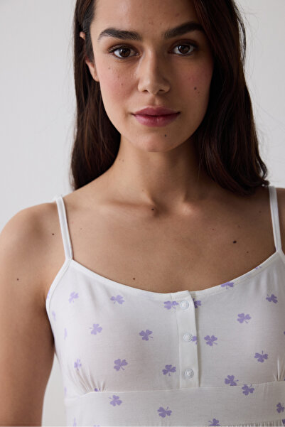 Penti Lana bedrucktes Pyjama-Set mit Hose in Off-White