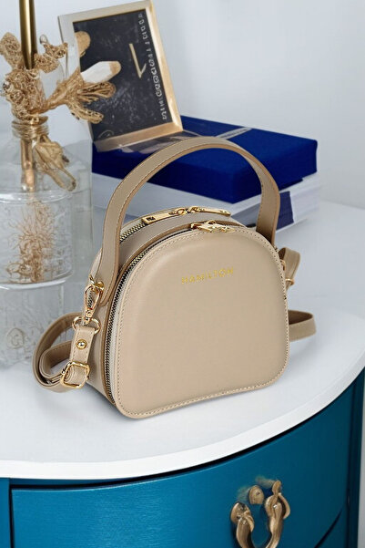 HAMILTON Original Mink Women's Adjustable Strap Buckle and Striped Detail Stylish Small Shoulder and Crossbody Box Bags