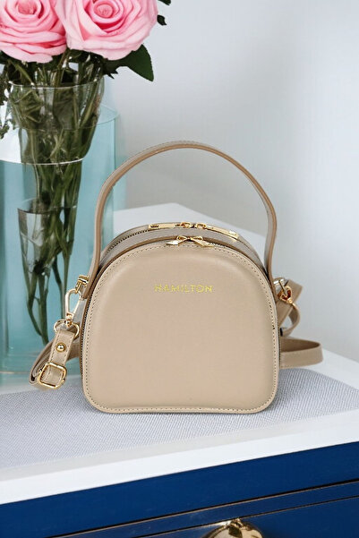 HAMILTON Original Mink Women's Adjustable Strap Buckle and Striped Detail Stylish Small Shoulder and Crossbody Box Bags