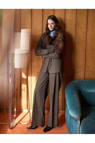 Koton X Melis Ağazat - Regular Fit Geniş Paça Kumaş Pantolon