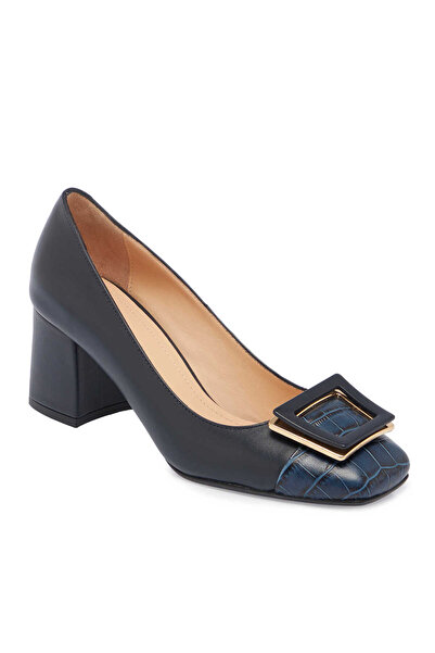 Tergan Lacivert Hakiki Deri Kadın Topuklu Ayakkabı - K24S1AY67602-A31