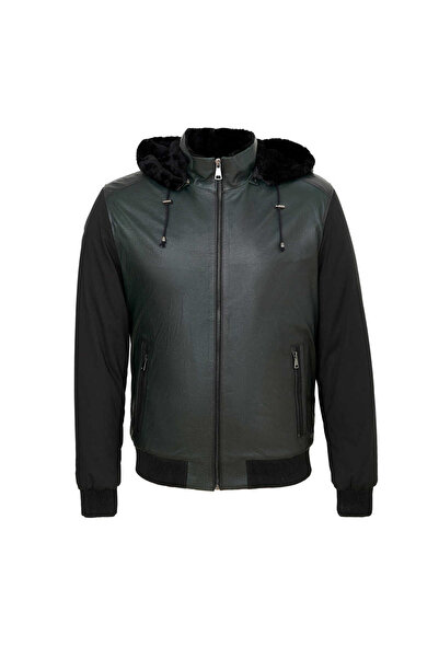 Tergan Yeşil Hakiki Deri Erkek Deri Mont - E23KKM310459-T1M