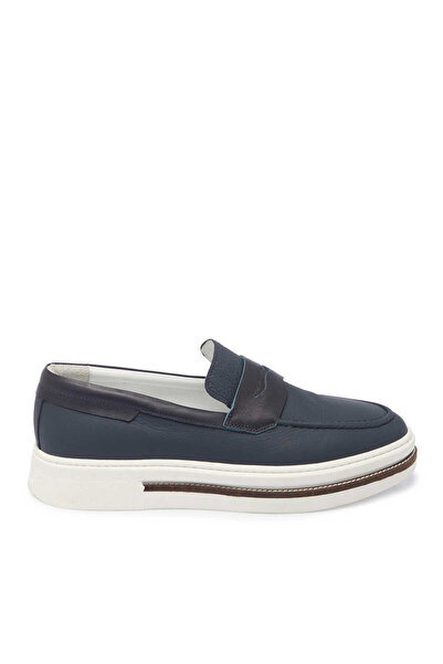 Tergan Lacivert Hakiki Deri Erkek Loafer - E24I1AY56706-A38