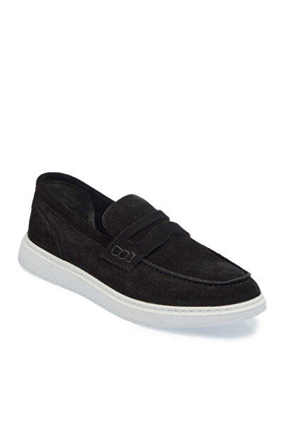 Tergan Siyah Hakiki Süet Deri Erkek Loafer - E24I1AY56790-A01