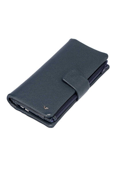 Tergan Navy Blue Genuine Leather Women's Wallet - S1Cb00005727-X86