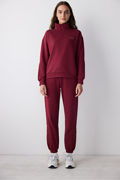 Penti Bordo Yüksek Bel Kapitone Detay Perla Eşofman Altı - Saude Koleksiyonu