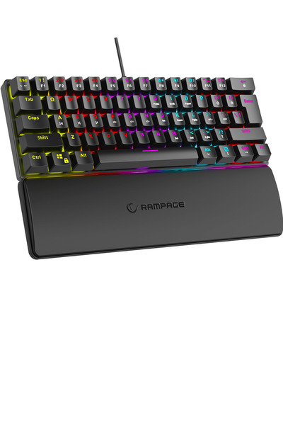 Rampage Plower Mini Oyuncu Klavyesi Mekanik Klavye Bilek Destekli Blue Switch Gaming Klavye Oyuncu Klvye