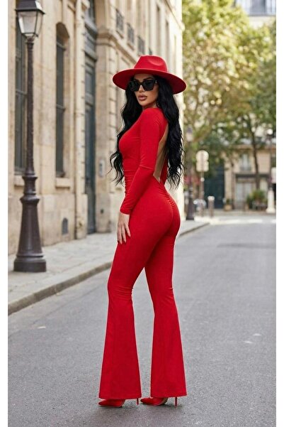 AFİTAP Shirred Back Low-Cut Jumpsuit