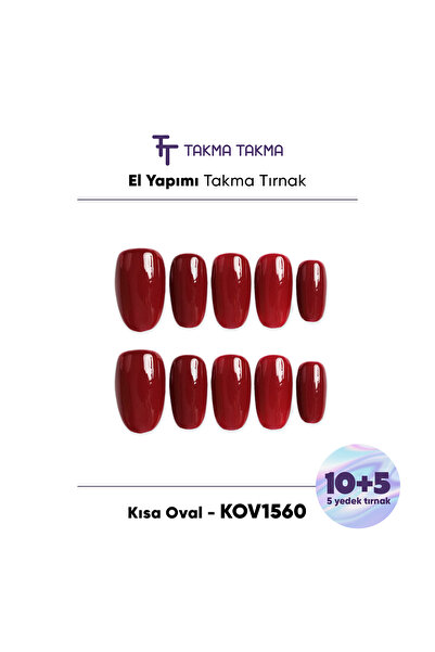Takma Takma 15'li Kırmızı Kısa Oval KOV1560 Tekrar Kullanılabilir El Yapımı P...