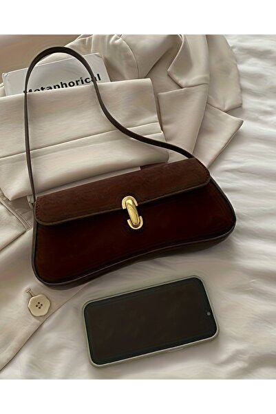 HONEY BAG Roy Long Handle Baguette Light Brown Hand and Shoulder Women's Bag