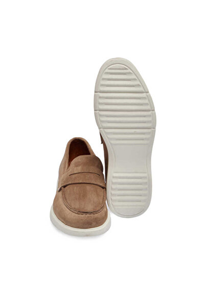 Tergan Bej Hakiki Süet Deri Erkek Loafer - E24I1AY56785-B79