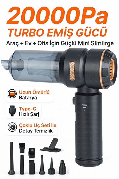 Zineets 20.000Pa Süper Güçlü Portatif Kablosuz Vakumlu Ve Üflemeli Araç Süpür...