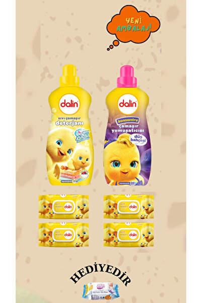 Dalin Çamaşır Deterjanı 1500 ml Yumuşatıcı 1500 ml Düş Bahçesi 4X56 Islak Mendil