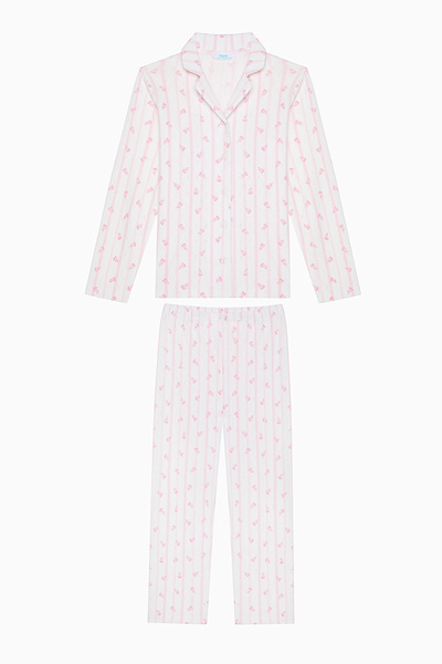 Penti Κοριτσίστικο πουκάμισο τριαντάφυλλο σε λευκό σετ πιτζάμες