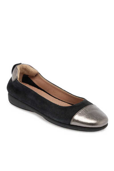 Tergan Siyah Hakiki Süet Deri Kadın Babet - K24I1BB67305-A01