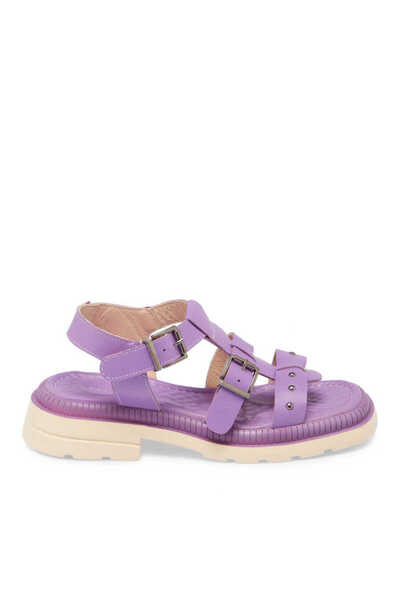 Tergan Lila Hakiki Deri Kadın Sandalet - K24Y1SN67156-S1T