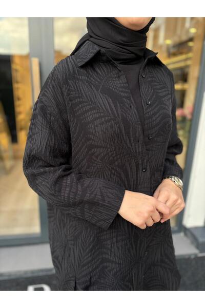 Invee Black Patterned Women's Shirt Jacket