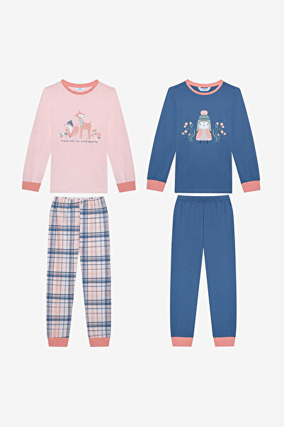 Penti Zweiteiliges mehrfarbiges Pyjama-Set aus Baumwolle für Mädchen Woodland