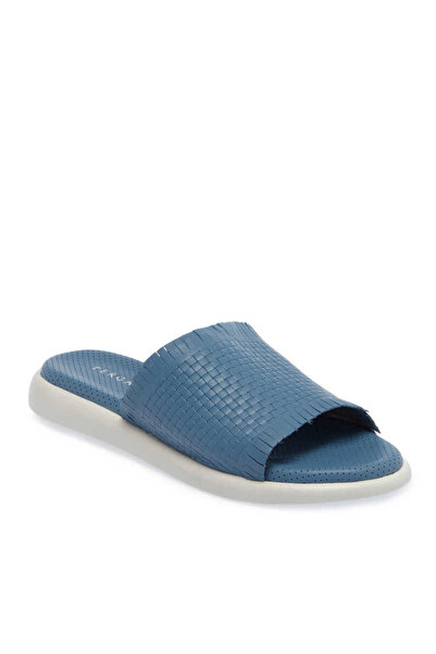 Tergan Mavi Hakiki Deri Kadın Terlik - K24Y1TR67132-K67