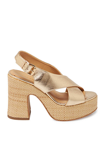 Tergan Gold Genuine Leather Women's Sandals - K24Y1Sn67669-E57