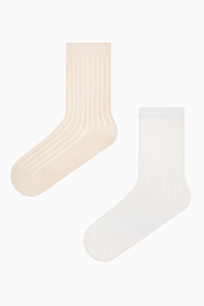 Penti Vertikale Colosio Beige Weiß 2 Socken Socken