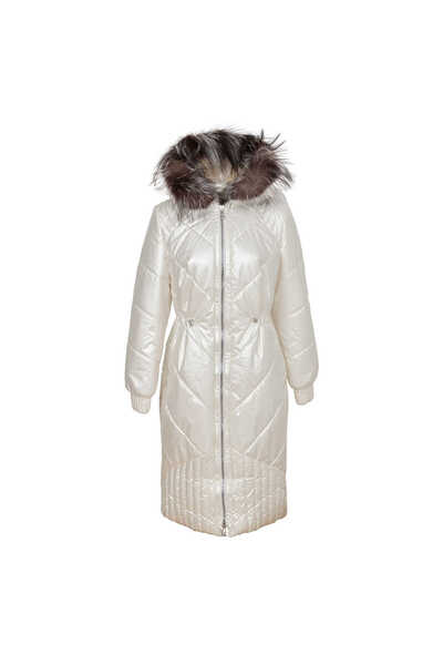 Tergan Krem Tekstil-Kürk Kadın Deri Mont - K23IKM320366-H2W