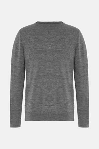 W Collection Gray Melange Crew Neck Long Sleeve Sweater