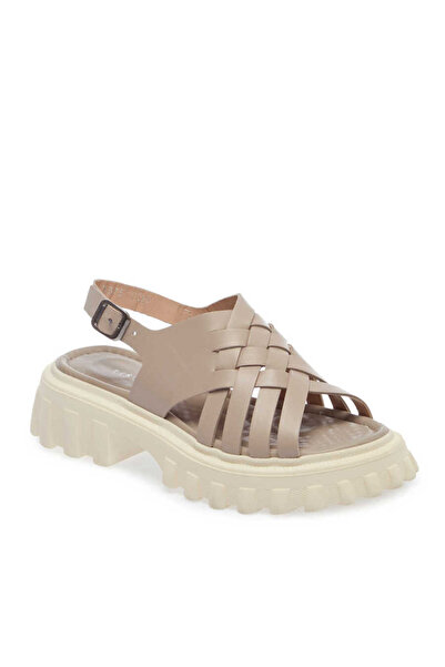 Tergan Bej Hakiki Deri Kadın Sandalet - K24Y1SN67161-S5Y