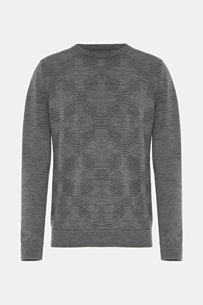 W Collection Gray Melange Crew Neck Long Sleeve Sweater