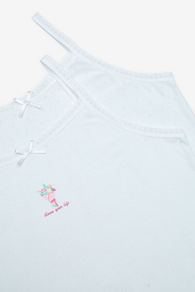 Penti Kız Çocuk Sweet Heart Pamuklu 2li Optik Beyaz Atlet