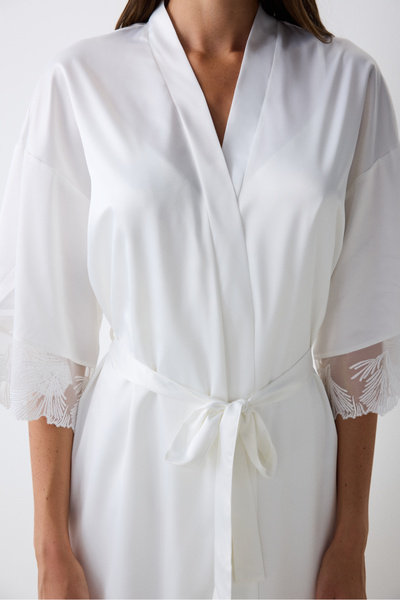 Penti Menyasszonyi aura szatén törtfehér pongyola