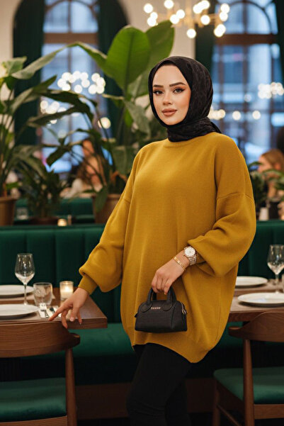 Neva Style Πουλόβερ Τουνίκ Λαδί Πράσινο Τζιν 17201YY