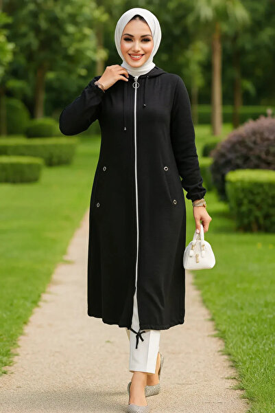 Neva Style Μαύρο καπάκι Hijab με φερμουάρ 70792S